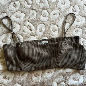 Reformation Spencer brown plaid bra crop top size 0